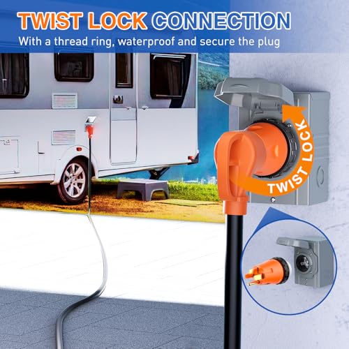 Image of Nilight 50Amp to 50A RV Power Adapter 14-50P to SS2-50R 125 /250V Twist-Lock