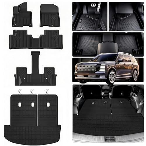 AltraVos Floor Mats for 2026 Hyundai Palisade Hybrid 7&8 Seats TPE All Weather Floor Liners Cargo Mat with Backrest Mat for 2026 Palisade Accessories
