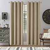 HONGHCL Cortinas de Lino Blackout 100% - Cortinas Blackout para Recamara, Sala, Aislamiento Térmico y Acústico, con...