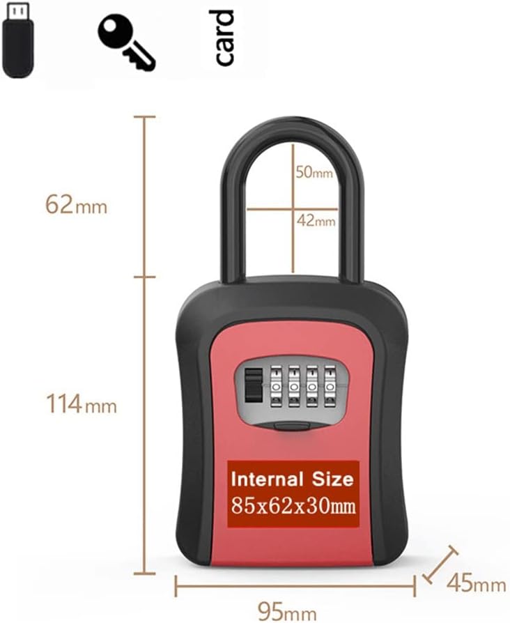 JSEIAJB Password Key Box Metal Storage Lock Outdoor Weatherproof Wall Mount 4 Digit Combination Lockbox Safe(E)