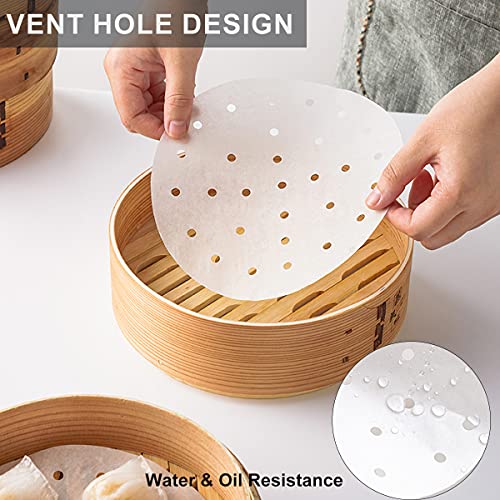 7 Inch Round Parchment Paper Air Fryer Set Of 200Pcs Perforated Steam Paper Bamboo Steamer Paper For Air Fryer, Steaming Basket, Baking, Ovening And More (7 Inch Round, White) #TOP3