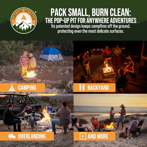 Fireside Outdoor Portable Fire Pit for Camping 24 Inch- Collapsible Pop Up Fire Pit, Outdoor Camp Fire, Wood Fire Pits for Outside, Campfire Standing Fire Pit, Weighs 7 lbs, Heat Shield NOT Included - Image 6