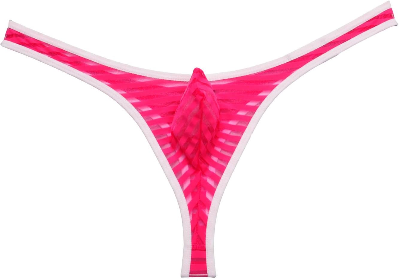 Men's Bordered Mesh Striped Thong Underwear