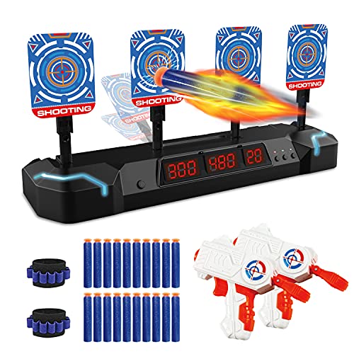 JELOSO Electronic Shooting Target Digital Scoring Shooting Games with Foam Dart Toy Gun, 4 Auto Reset Targets Toys for 6 7 8 9 10 11 12+ Year Old Kids Boys Girls, for Nerf Guns Toys