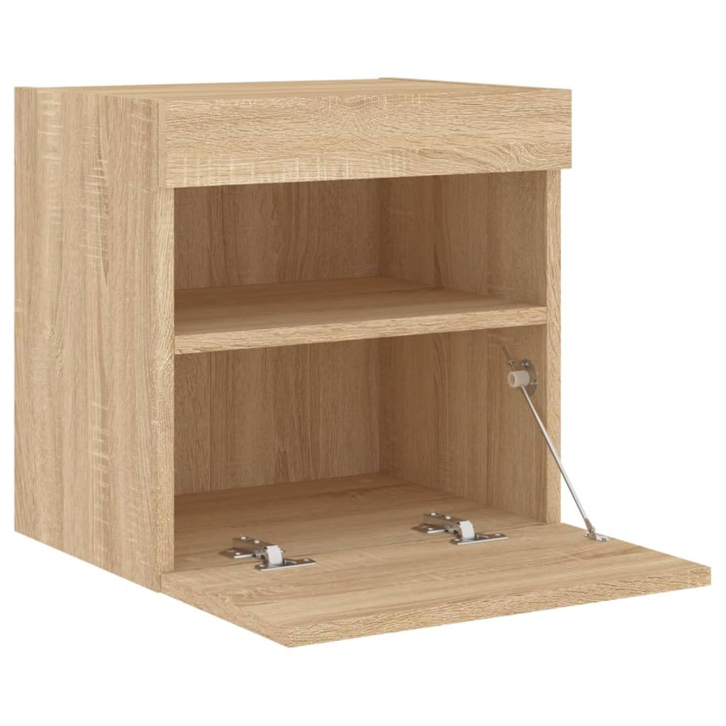 LED RGB ścienne RTV dąb sonoma 2 sztuki 40x30x40 cm