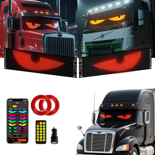 2PC Devil Eyes LED Lights for Car/Truck/SUV Windshield - 23.6x4.71 App Control IP68 Waterproof USB-Powered