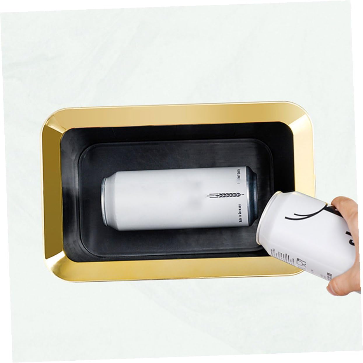 Toyvian Cubo Basura Cuadrado Tapa y Anillo de Presión, Estilo Nórdico Moderno, Práctico y Compacto, Contenedor de Residuos