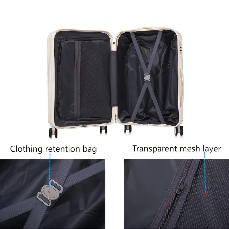 2-Piece Zipper Luggage Set Bring A Cosmetic Bag, ABS Hardside Luggage Set with Cup Holder, USB Port, Spinner Wheels, Tsa Lock, Lightweight Luggage Sets for Women (Pink, 24inch)3