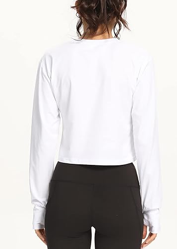 Miniatura 3 de Muzniuer Camiseta corta de manga larga para mujer, con agujero para el pulgar