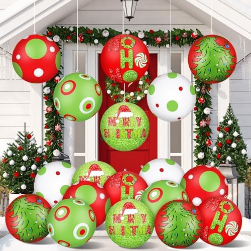 Jetec 18 Pcs 16 Inch Giant Inflatable Christmas Ball PVC Hanging ...