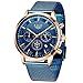 LIGE Orologi Uomo Moda Impermeabile Sportivo Sottile Design Quarzo Analogico Orologio Con Acciaio Inossidabile Blu Mesh Band Orologio da polso