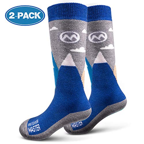 OutdoorMaster Kids Ski Socks - Merino Wool Blend, OTC Design