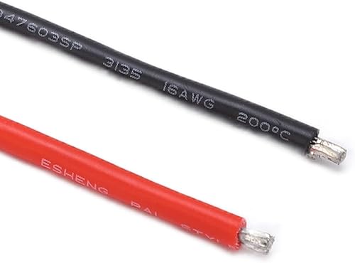 Miniatura 5 de Dilwe Cable de motor RC, enchufe de goma de 0.157 in, silicona 16 AWG, cable de núcleo premium, 392.0 F, para motores cepillados 380390540550775795,
