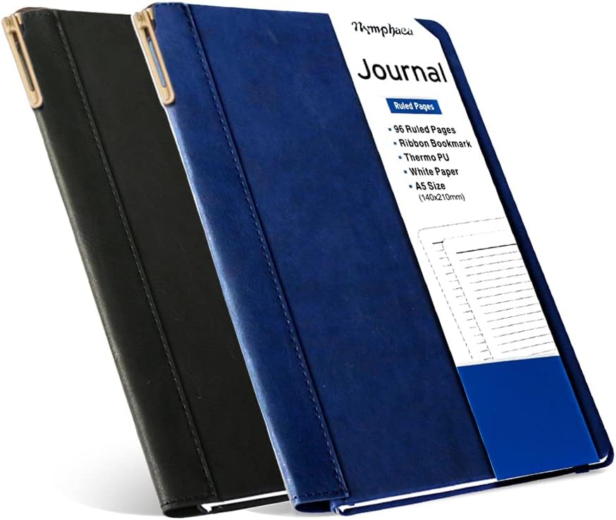 Nymphaea 2 Pack Lined Journal Notebook with Pen Holder