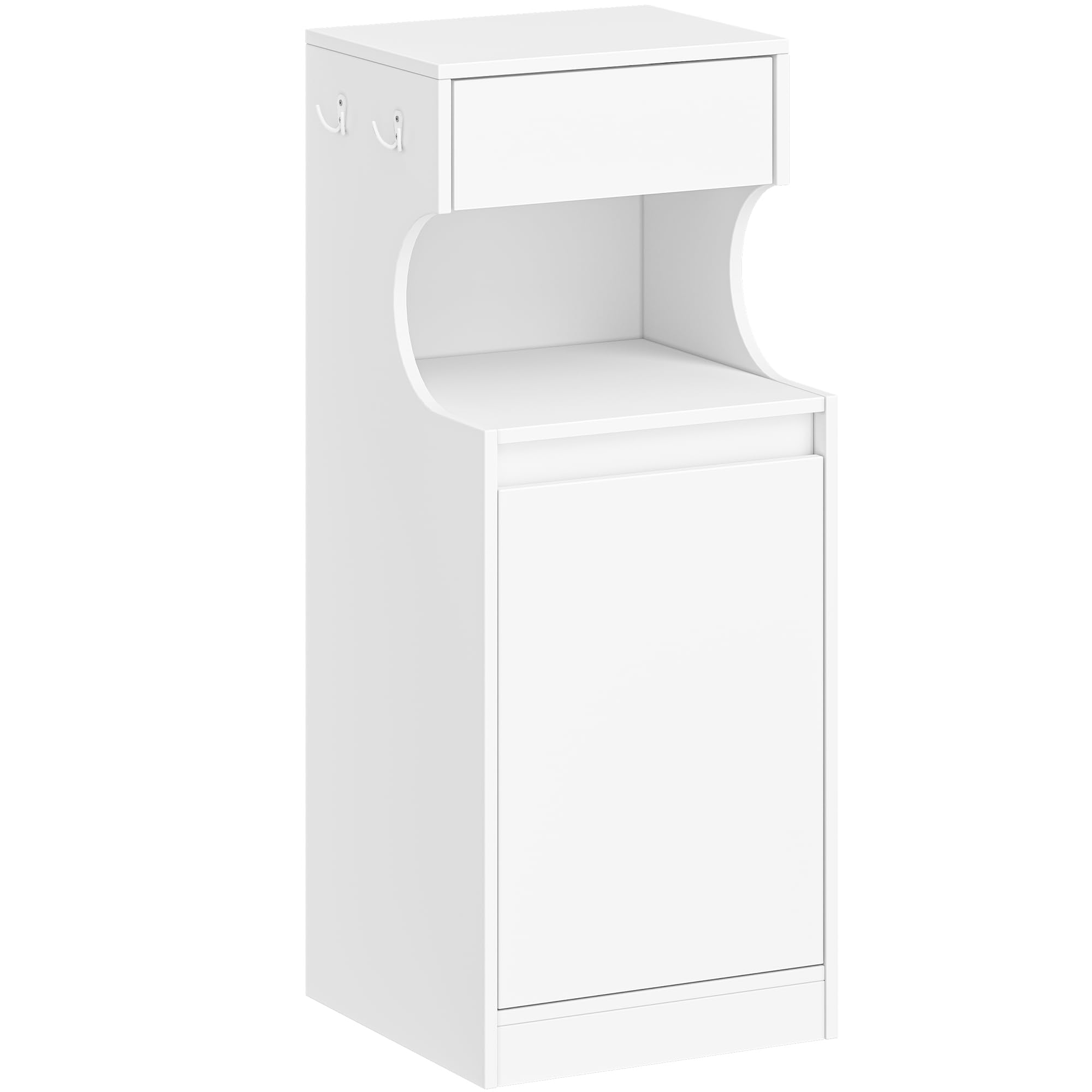 Hzuaneri Mobile Bagno, Mobiletto Bagno Salvaspazio, Con cesto portabiancheria pieghevole, per Bagnos, Soggiorno, lavanderia, 40 x 40 x 100 cm, Bianco BC42003X