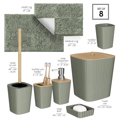 image for Clara Clark Bathroom Set - Sage Green Bathroom Accessories Set, 6PC Ba