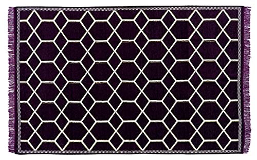 Image of Sparrow WorldGeometric Designer Superfine Exclusive Velvet Chenille Carpet /Area Rug /Bedside Runner (Voilet, 6 X 9 (274 X 182 CM)