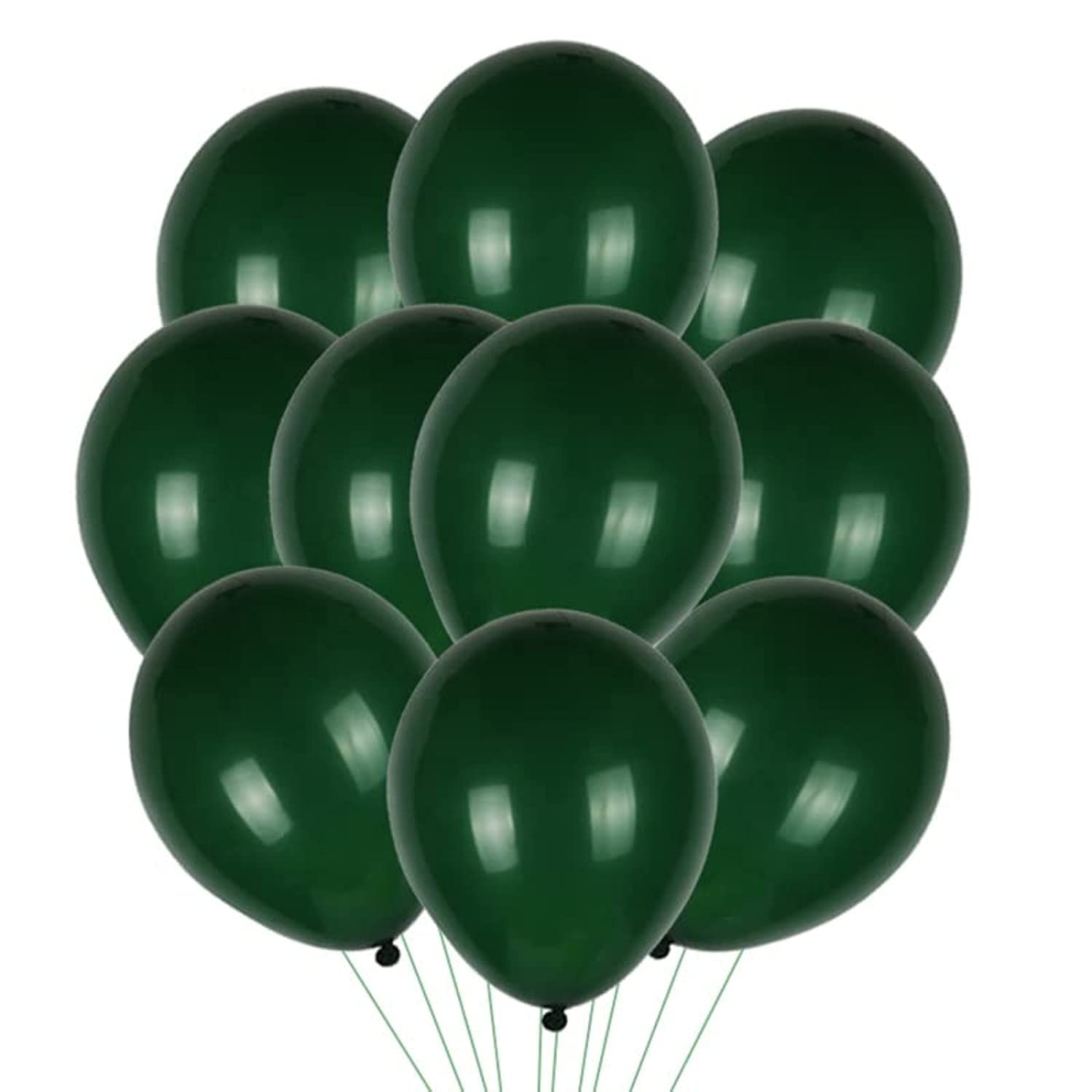 RGLT 50 Pc Green Party Balloons 12 Inch Red Balloons with Matching Color Ribbon for Red Theme Party Decoration, Weddings, Baby, B75G