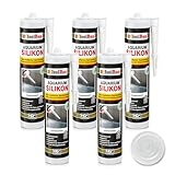 Isolbau Aquarium Silikon 5 x 300 ml Transparent - Dauerelastisches Spezial-Silikon für Aquarien & Glaskonstruktion - Für Innen- & Außenbereich – Kartusche