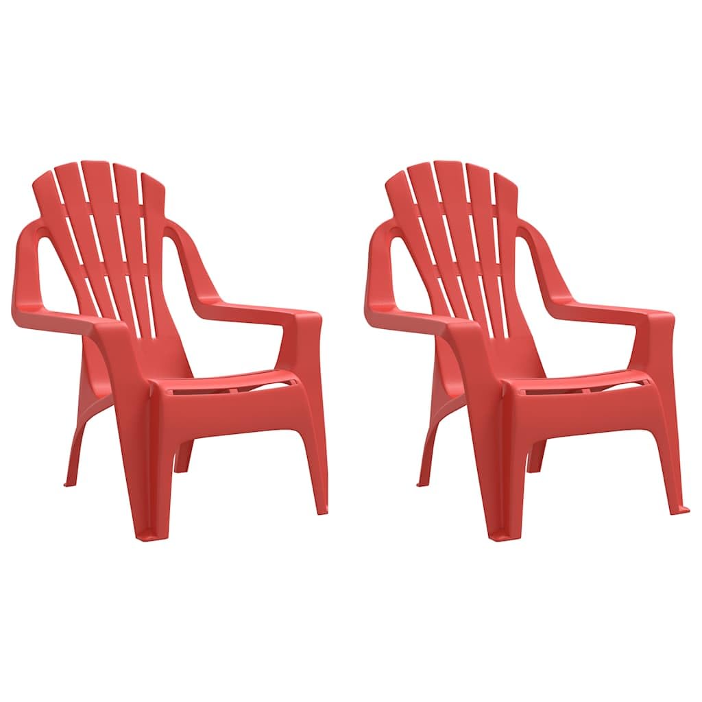Lot de 2 chaises de jardin pour enfant - Pour balcon, terrasse, jardin, salon - Rouge - 37 x 34 x 44 cm - Polypropylène - Aspect bois