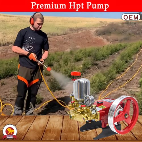 Image of OEM Portable HTP 22 High-Pressure Sprayer with Pulley, Stand | Heavy-Duty Pump with 2-1 /4 inch Output | Sprayer Pump for Agriculture, Fogging, Car Washing, Mist & Cleaning