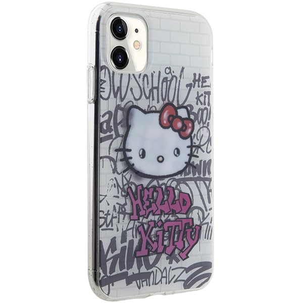 Coque iPhone 11 Hello Kitty CG Mobile rigide blanche Kitty on Bricks pour protection au quotidien