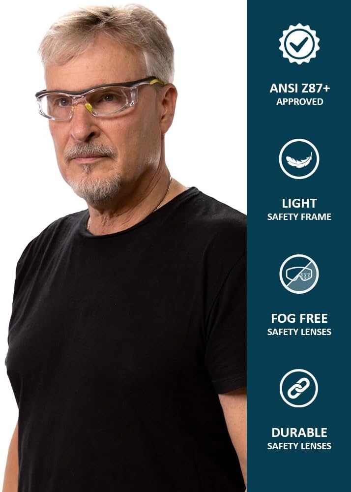 Safety Reading Glasses 206YB with Full Clear Magnifying Lenses, 1.00 to 3.00 Diopter, ANSI Z87 Approved - Image 4