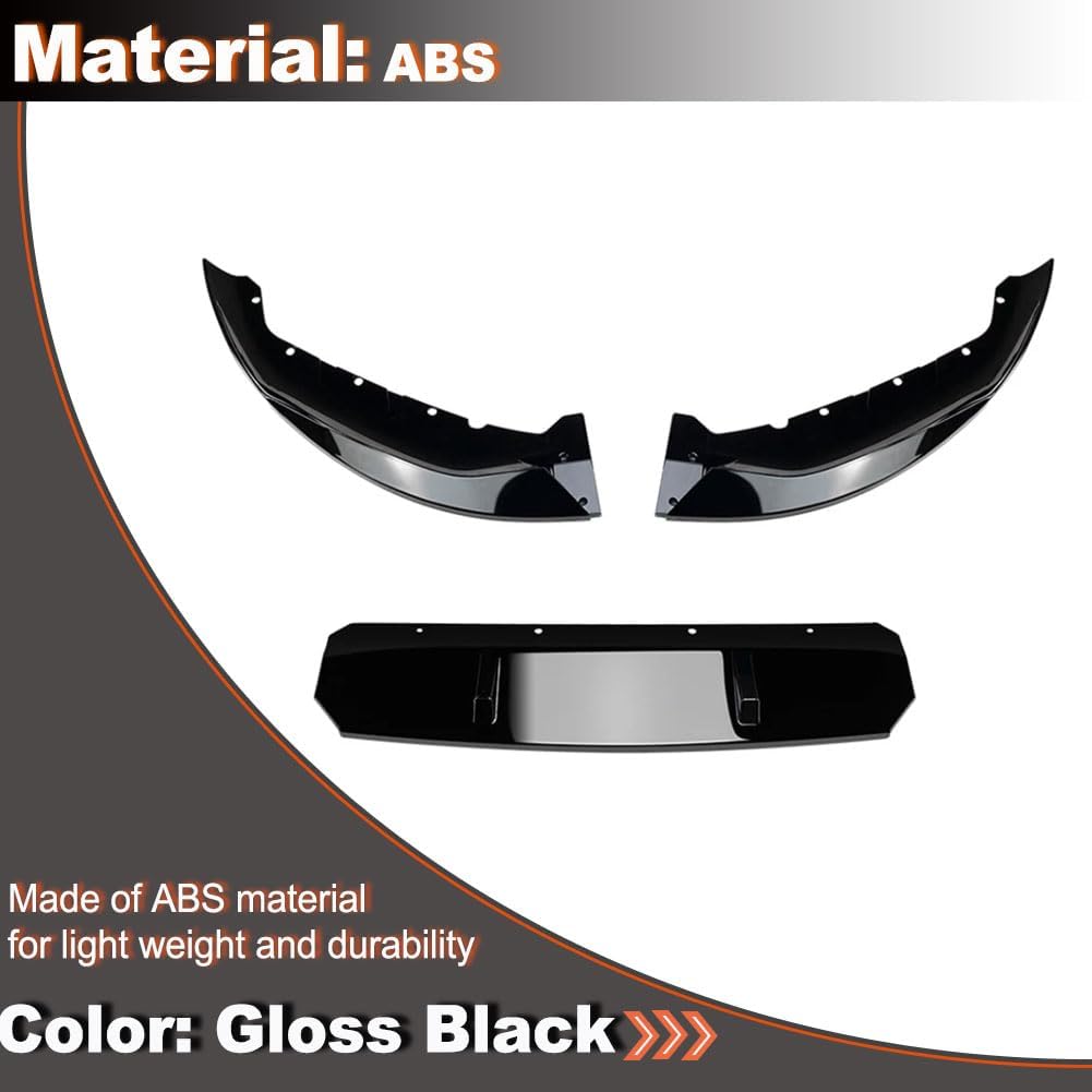Gloss Black Front Bumper Lip Splitters Compatible with BMW 5 Series G30 G31 540i M Sport LCI 2021-2023 ABS Front Lip Lower Chin Spoiler Splitter Air Dam 3pcs/Set