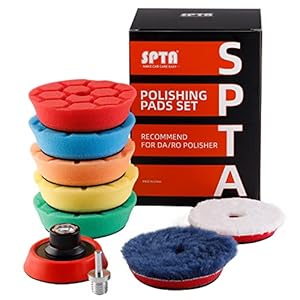 SPTA Mini Polierschwamm, 9tlg 80mm Hex-Logic Polierschwämme mit Polierfell und Polierteller Polierpad M14 Adapter Bohren…