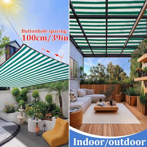 Filet d'ombrage bicolore avec œillets 6x12m pour jardin - 5