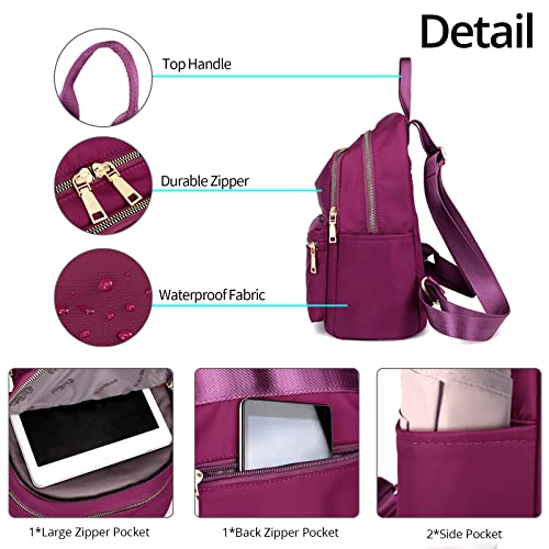 FORRICA Womens Backpack Casual Daypack Oxford Cloth Girls School Bags Waterproof Rucksack Lightweight Travel Backpack Purple L - Image 4
