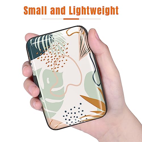 Image of Rimilak Aluminuml Credit Card Holder, Mini Credit Card Wallet RFID Blocking Slim Metal Hard Case for Women Men, Boho Plants