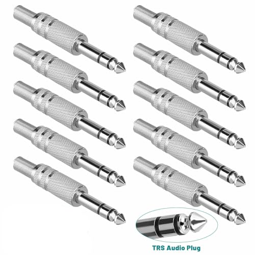 Conectores Jack 1/4" 6.35mm Macho TRS Solder 10 Pzas miniatura 2