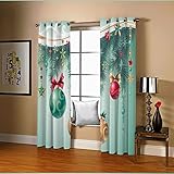 AMDXD Rideau Salle de Bain Rouge, Vert Sapin Boule de Noël Etoiles， Polyester Rideau Anti Froid 274x138CM
