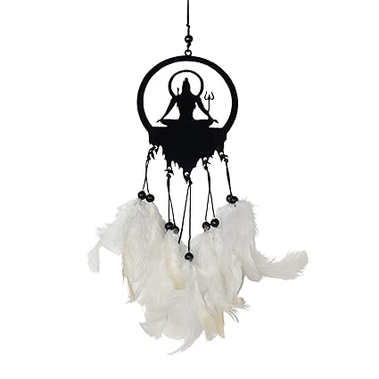 RPH Handicrafts Dream Catcher Shiv ji for car Hanging | Positive Vibes Ornament Mirror Hanging Small 9 x12cm (White B)