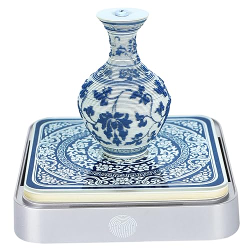 Calendrier de bureau 3D 2026 en porcelaine blanche bleue avec bloc-notes