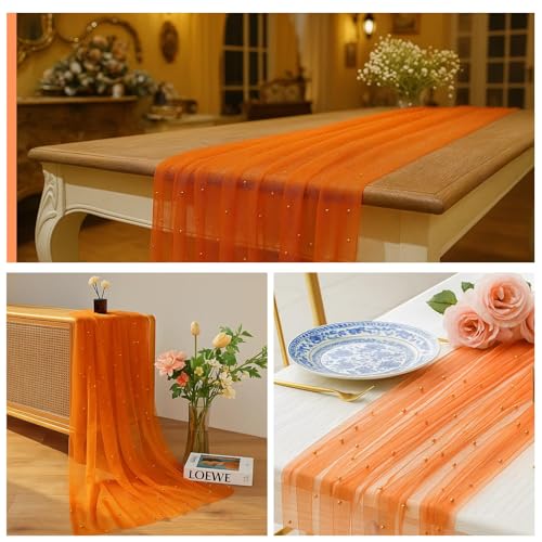 Orange Table Runner, Autumn Table Cloth, Cheese Cloth Table Runners for Fall Decor, 75x300 Cm Orange Sheer Table Runner for Birthday Party, Holiday Dining Table Decor, Seasonal Home Decoration - Cosy Home Interiors Orange Table Runner, Autumn Table Cloth, Cheese Cloth Table Runners for Fall Decor, 75x300 Cm Orange Sheer Table Runner for Birthday Party, Holiday Dining Table Decor, Seasonal Home Decoration - Image 7
