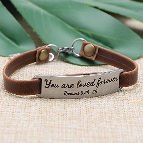 Unqjry Confirmation Gifts For Teenage Girls Vintage Bracelet For Women Engraved Bible Verse Leather Birthday Graduation Christmas Jewelry You Are Loved Forever #TOP3