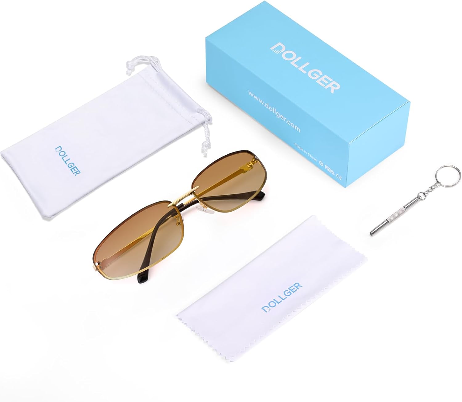 Dollger Y2K Sunglasses Women Trendy 2000s Wrap Around Metal Accessories Sun Glasses 90s Rectangle Cyber Fashion Cool Shades - Image 7