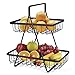 2 tier Obst Etagere Obstschale Obstkorb Obst Schüssel Brotkorb Gemüse Halter aufbewahrung für Küche Lager, Schwarz (Schwarz-1)