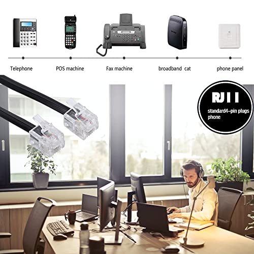 image for Ubramac 15ft Phone Telephone Extension Cord Cable Line Wire with Stand