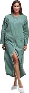 Women's snapfront fleece robe with button closure