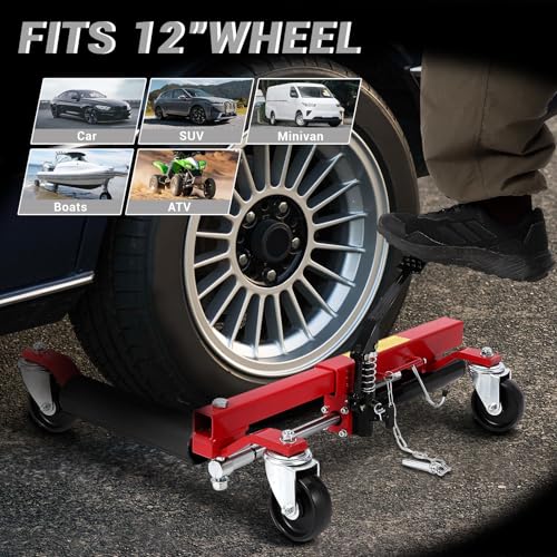 Car Wheel Dolly Jack Set, 6000LBS Capacity Wheel Dolly with Hydraulic Tire Jack & Twin Rollers, Heavy Duty Rollers with Foot Pedal for Tire Auto Repair Moving - Set of 4 by EliteEdge - Image 6