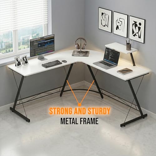 Image of Klaxon Office Table for Home | Workstation Table Desk (FD - Christo) (Gaming Ironstone White DIY)