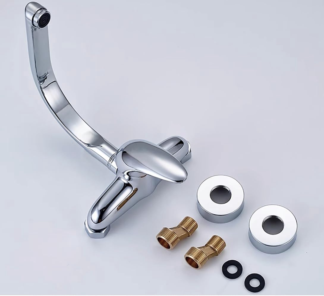 Wall Kitchen Faucet Commercial Sink Faucet Single Handles 360 Degree Swivel Spout Kitchen Mixer Tap 5.9 Inch Center Wall Mounted Facuet