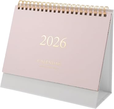 Compact Standing Flip Calendar Pink Thick Paper for Smooth Page Turns for Home Office Decor Space Saving Small Monthly Planner