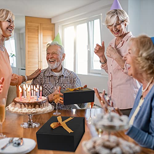 Gift Boxes With Lids Pack Of 6, 8.5"X8"X4" Large Black Gift Box With Ribbon Card Fancy Gift Wrap Boxes For Wrapping Presents Festival Anniversary, Birthday, Weddings, Groomsmen Proposal Boxes #TOP5