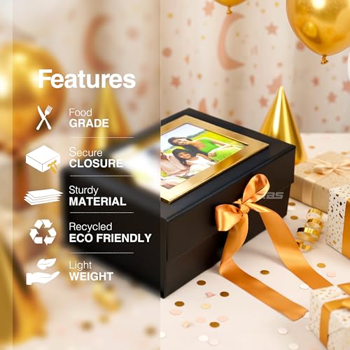 Image of RBS- Gift Box for Packing (23 x 16 x 10 cm) Premium Gift Box Empty (1 Pack) Multipurpose Hamper Boxes for Empty Elegant Gift Boxes for Birthday Holds Upto 5kg (Gold Frame)
