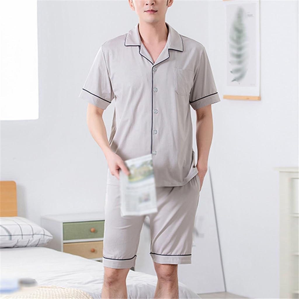 Pajamas Men's Short-sleeved Shorts Thin Section Cardigan Loungewear Loose Suit