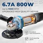 DongCheng Angle Grinder 4-1/2 inch 6.7-Amp Paddle Switch 11800RPM Power Electric Grinder Tools with Cutting & Grinding Wheels, Flap Discs, Auxiliary Handle for Metal & Rust Removal, Beginner-Friendly - Image 2